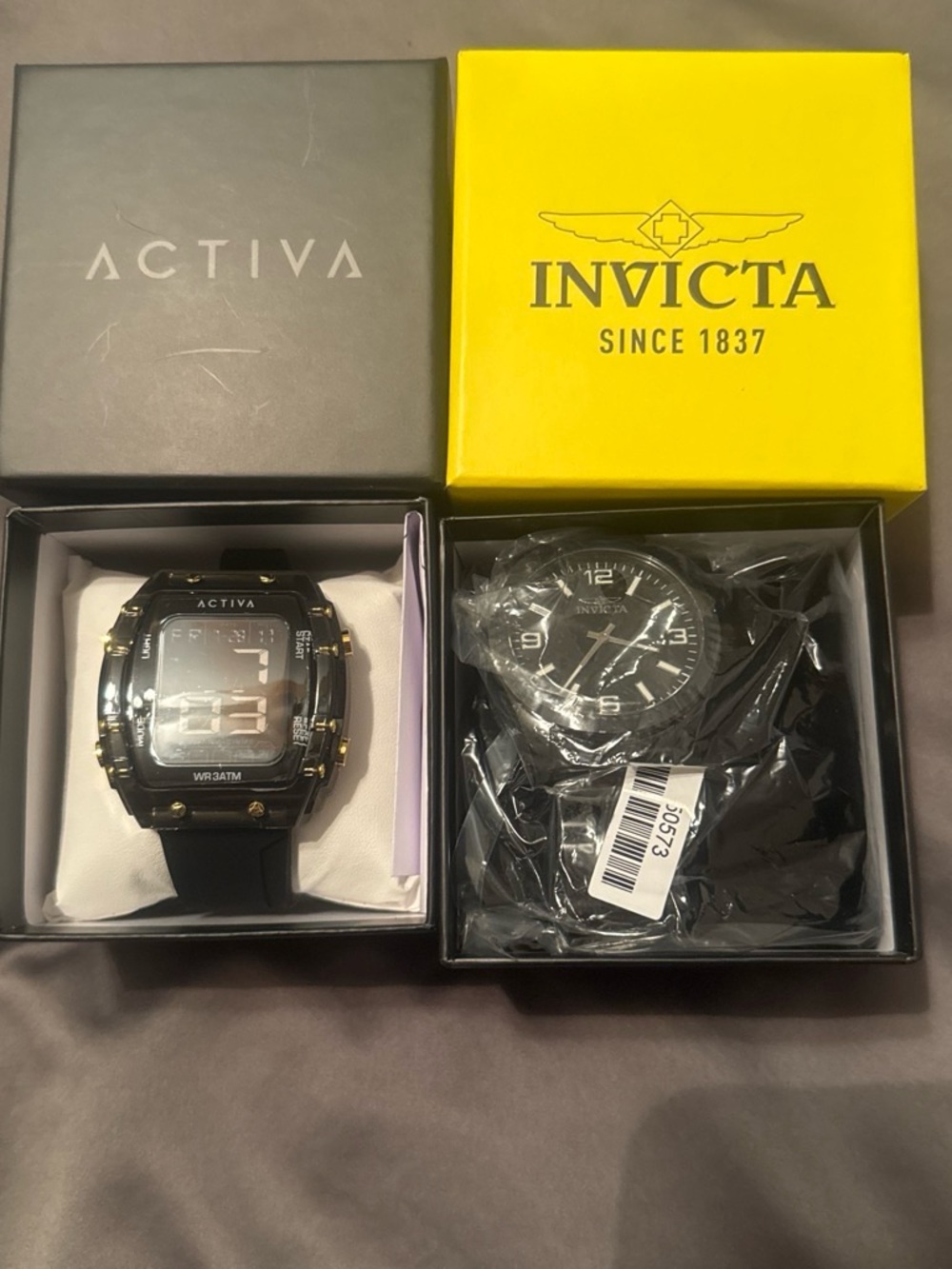 Invicta Black Dial Watch with Yellow Branded Box